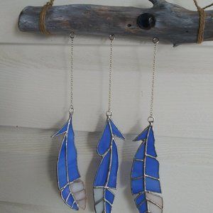 For kitykity13 eyes only Bluejay stained glass feathers